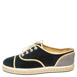 Pre Owned حذاء رياضي إسبادريل شانيل سويدي وقماش ثلاثي اللون رباط علوي مقاس 40.5