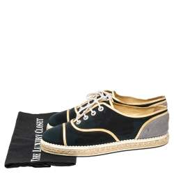 Pre Owned حذاء رياضي إسبادريل شانيل سويدي وقماش ثلاثي اللون رباط علوي مقاس 40.5