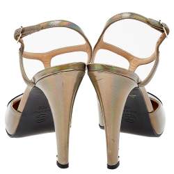 Chanel Multicolor Iridescent Leather And Fabric CC Pearl Embellished T Strap Sandals Size 40 
