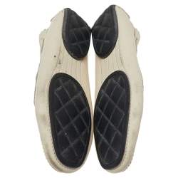 Chanel Cream Leather Slip on Loafers Size 38.5