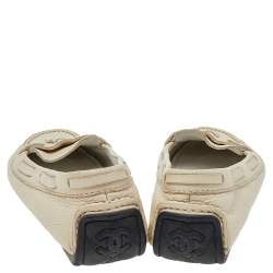Chanel Cream Leather Slip on Loafers Size 38.5