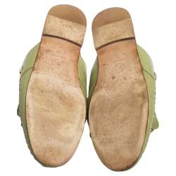 Chanel Green Quilted Leather Lion Fringe Flat Mules Size 38