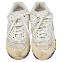 Pre Owned حذاء رياضي شانيل سي سي جلد وسويدي وشيكة متعدد الألوان برباط مقاس 39