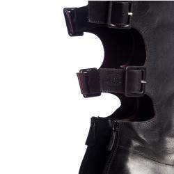 Chanel Black Leather Knee High Boots Size EU 39.5