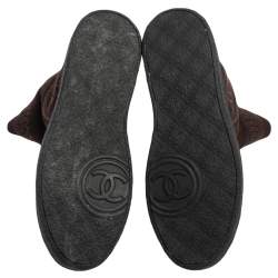 Chanel Brown Suede CC Ankle Boots Size 36.5