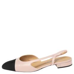 Pre Owned صندل فلات شانيل كانفاس وجلد بيج غطاء مقدمة بحزام للكاحل مقاس 39