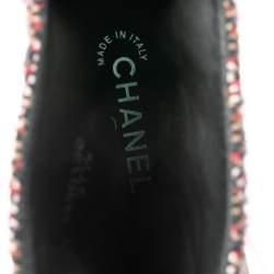 Chanel Multicolor Tweed Lace Wrap  Ankle Boots Size 37.5