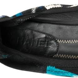 Pre Owned Chanel Multicolor Graffiti Print Fabric Scrunch Ballet Flats Size 41