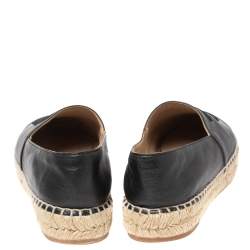 مملوكة مسبقًا Chanel Black  Leather CC Cap Toe Espadrilles Flats Size 37