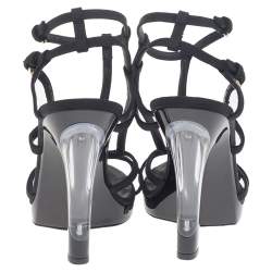 Chanel Black Fabric Strappy Sandals Size 40