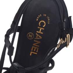 Chanel Black Fabric Strappy Sandals Size 40