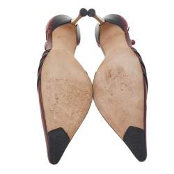 Pre Owned Chanel Red/Black Leather T Strap D'orsay Pumps Size 41