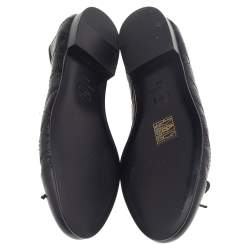 Pre Owned حذاء فلات باليه شانيل غطاء مقدمة سى سى فيونكة جلد مبطن أسود مقاس 36