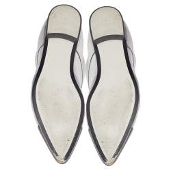 Pre Owned Chanel Silver/Black Leather CC Cap Toe Lace Up Oxford 39