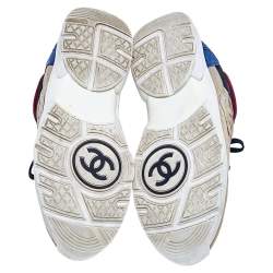 Pre Owned Chanel Multicolor Suede CC Low Top Sneakers Size 40.5