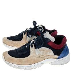 Pre Owned Chanel Multicolor Suede CC Low Top Sneakers Size 40.5