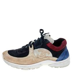 Pre Owned Chanel Multicolor Suede CC Low Top Sneakers Size 40.5