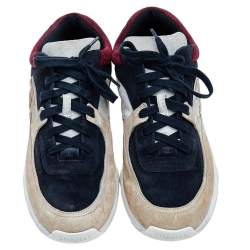 Pre Owned Chanel Multicolor Suede CC Low Top Sneakers Size 40.5