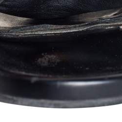 Pre Owned صندل سلايد شانيل تروبيكونيك تويد أسود/رصاصي مزين بسلسلة مقاس 40