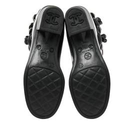 Pre Owned Chanel Black Camellia  Rubber Rain Boots Size 38