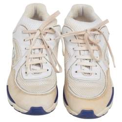 Pre Owned Chanel Multicolor Suede And Mesh CC Lace Up Sneakers Size 40