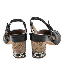 مملوكة مسبقًا Chanel Black Leather CC Cap Toe Slingback Pumps Size 36.5