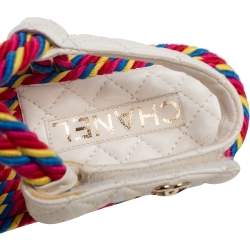 Pre Owned صندل شانيل جلد مبطن متعدد الألوان بحبل ونعل سميك مقاس 36