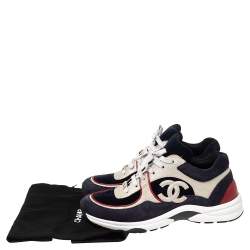 Pre Owned حذاء رياضي شانيل رباط علوي تويد و سويدي و جلد ميتاليك متعدد الألوان مقاس 37