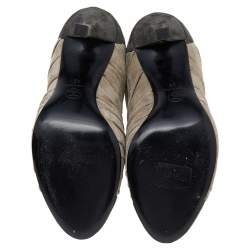 Chanel Grey Suede Cap Toe Camellia Flower Booties Size 38