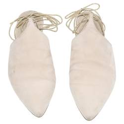 Pre Owned حذاء سلايد شانيل سويدي بيج بحزام للكاحل مقاس 38