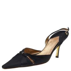 Chanel Black Satin Slingback Sandals Size 38