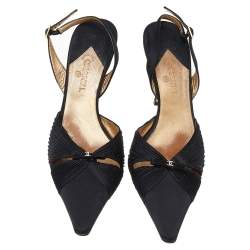 Chanel Black Satin Slingback Sandals Size 38