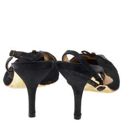 Chanel Black Satin Slingback Sandals Size 38