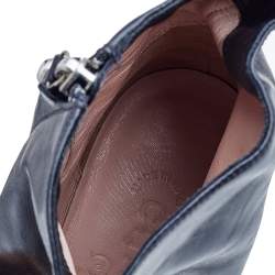 Chanel Black Leather CC Ankle Length Boots Size 38
