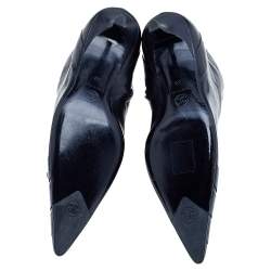 Chanel Black Leather CC Ankle Length Boots Size 38