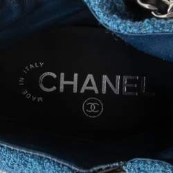Chanel Blue/Black Wool and Patent Leather Paris Salzburg Charm Ankle Boots Size 37.5