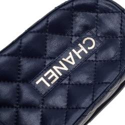 Pre Owned صندل سلايد شانيل سي سي جلد مبطن أزرق مقاس 37