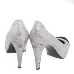 Pre Owned Chanel Black/Grey Suede Cap Toe Pumps Size 38