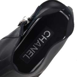 Pre Owned حذاء بوت للكاحل شانيل شبكة سوداء سي سي مقاس 37.5