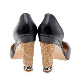 Pre Owned Chanel Black Leather Cap Toe D'orsay Pumps Size 40