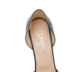 Pre Owned Chanel Black Leather Cap Toe D'orsay Pumps Size 40