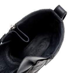 Chanel Black Quilted Leather Biker Boots Size 39
