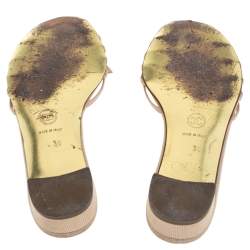 مملوكة مسبقًا Chanel  Beige Canvas Bow Flat Sandals Size 38
