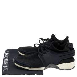 Pre Owned Chanel Black Stretch Fabric and Neoprene CC Low Top Sneakers Size 40