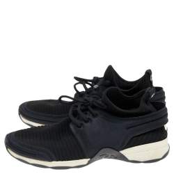 Pre Owned Chanel Black Stretch Fabric and Neoprene CC Low Top Sneakers Size 40