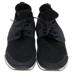 Pre Owned Chanel Black Stretch Fabric and Neoprene CC Low Top Sneakers Size 40