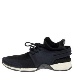 Pre Owned Chanel Black Stretch Fabric and Neoprene CC Low Top Sneakers Size 40