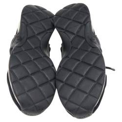 Pre Owned Chanel Black Stretch Fabric and Neoprene CC Low Top Sneakers Size 40