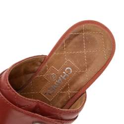 Chanel Brown Quilted Leather CC Turnlock Platform Block Heel Mules Sandals Size 37