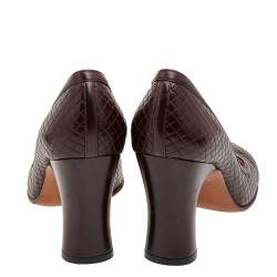 Pre Owned Chanel Brown Quilted Leather Block Heel Pumps Size 37.5